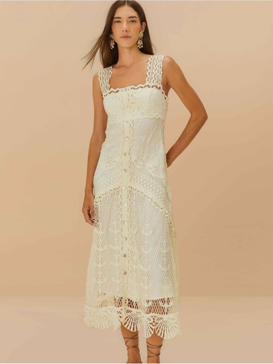 FARM Rio Dresses & Skirts - NWOT FARM Rio Off-White Nautical Guipure Maxi Dress S
